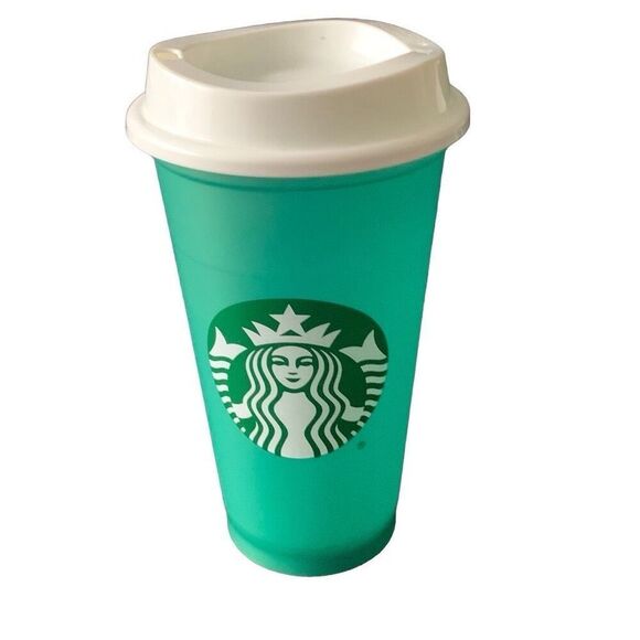 Pre Owned Starbucks 2013 Green Reusable Tumbler Siren Logo 16oz Coffee Cup Mug - Picture 2 of 12